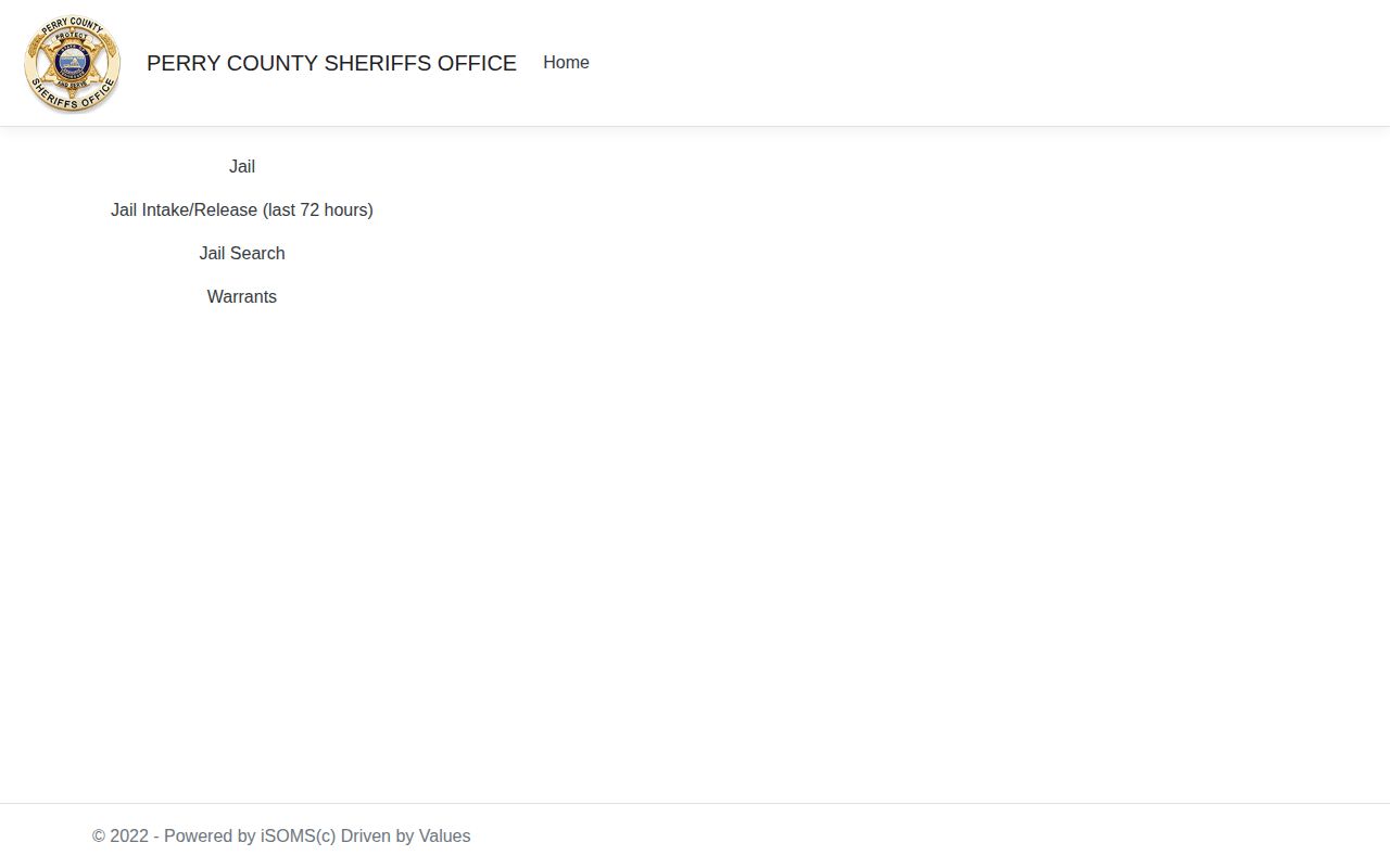Perry County iSOMS navigation for jail, recent intake and warrants