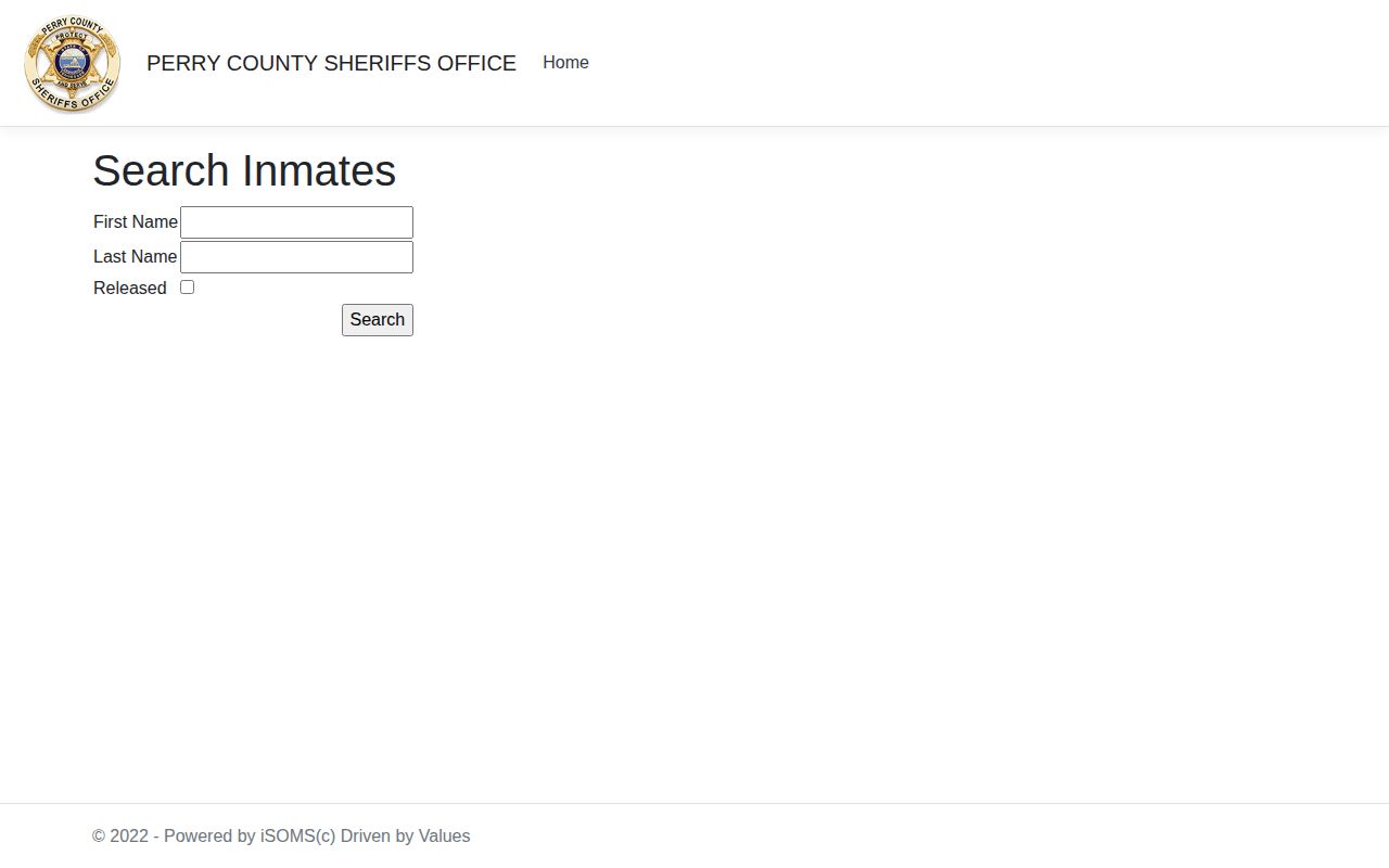 Official Perry County jail roster search controls